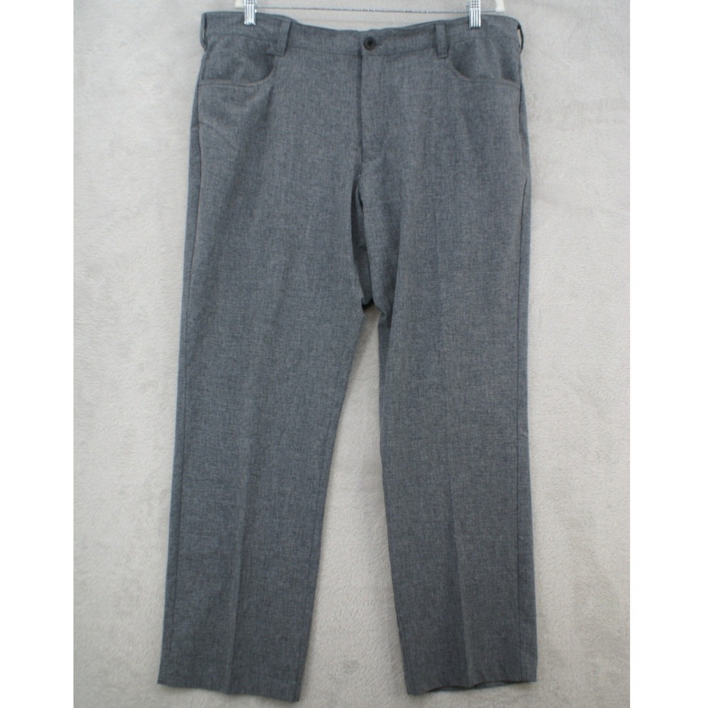 IZOD Golf Mens 40x30 Grey Heathered Stretch Performance Flat Front Pants 45GF016
